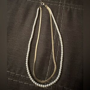New: Nordstrom Double Strand Gold & Pearl Necklace